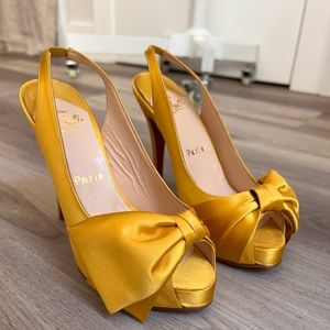Christian Louboutin yellow sating slingback shoes 36/6 US